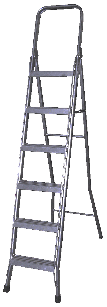 Escalera tijera simple acceso en acero, uso comercial